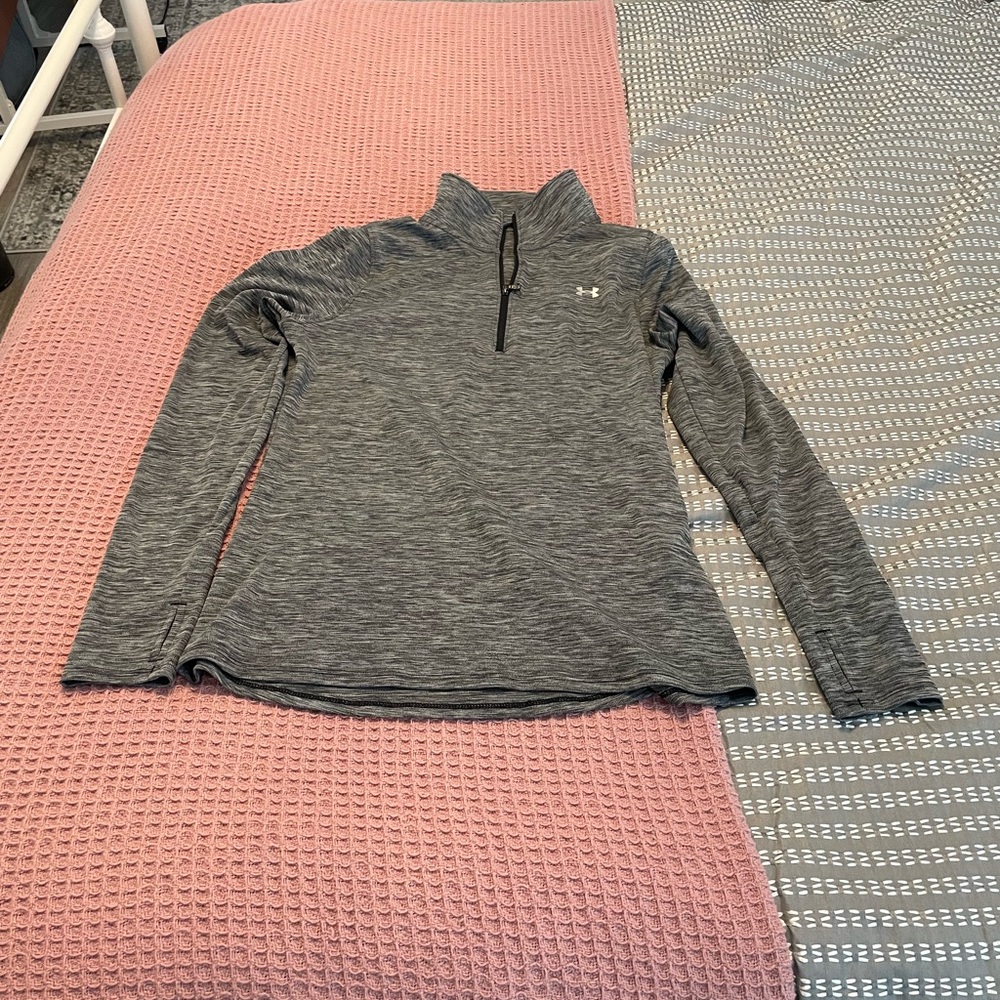 Under Armour, Medium, Gray, Quarter-Zip Pullover, Thumb Holes